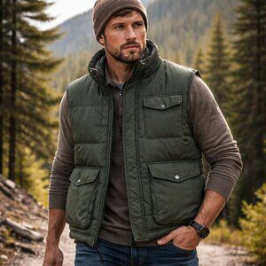 J. Crew Men’s Down Insulated Full Zip Puffer Vest Size XL